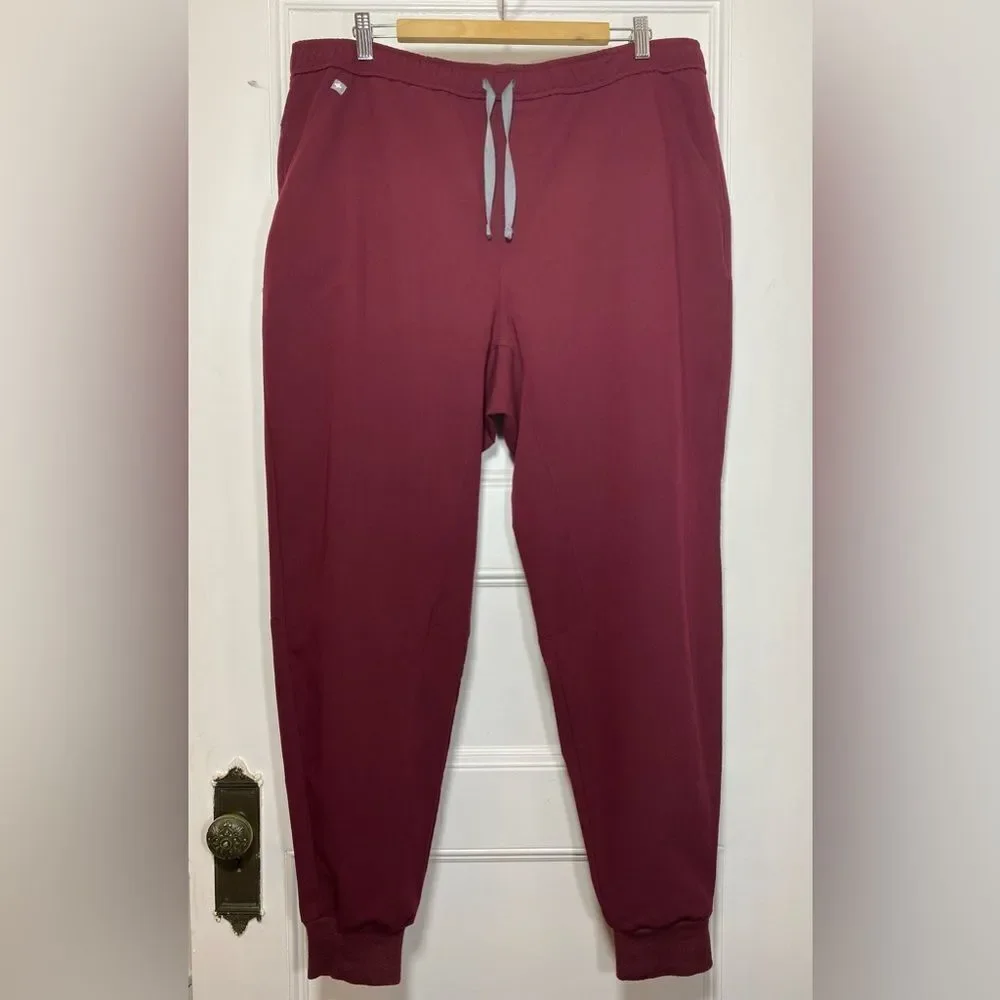 Figs | Men’s Tansen Jogger Scrub Pants Drawstring Waist Burgundy Sz XXL